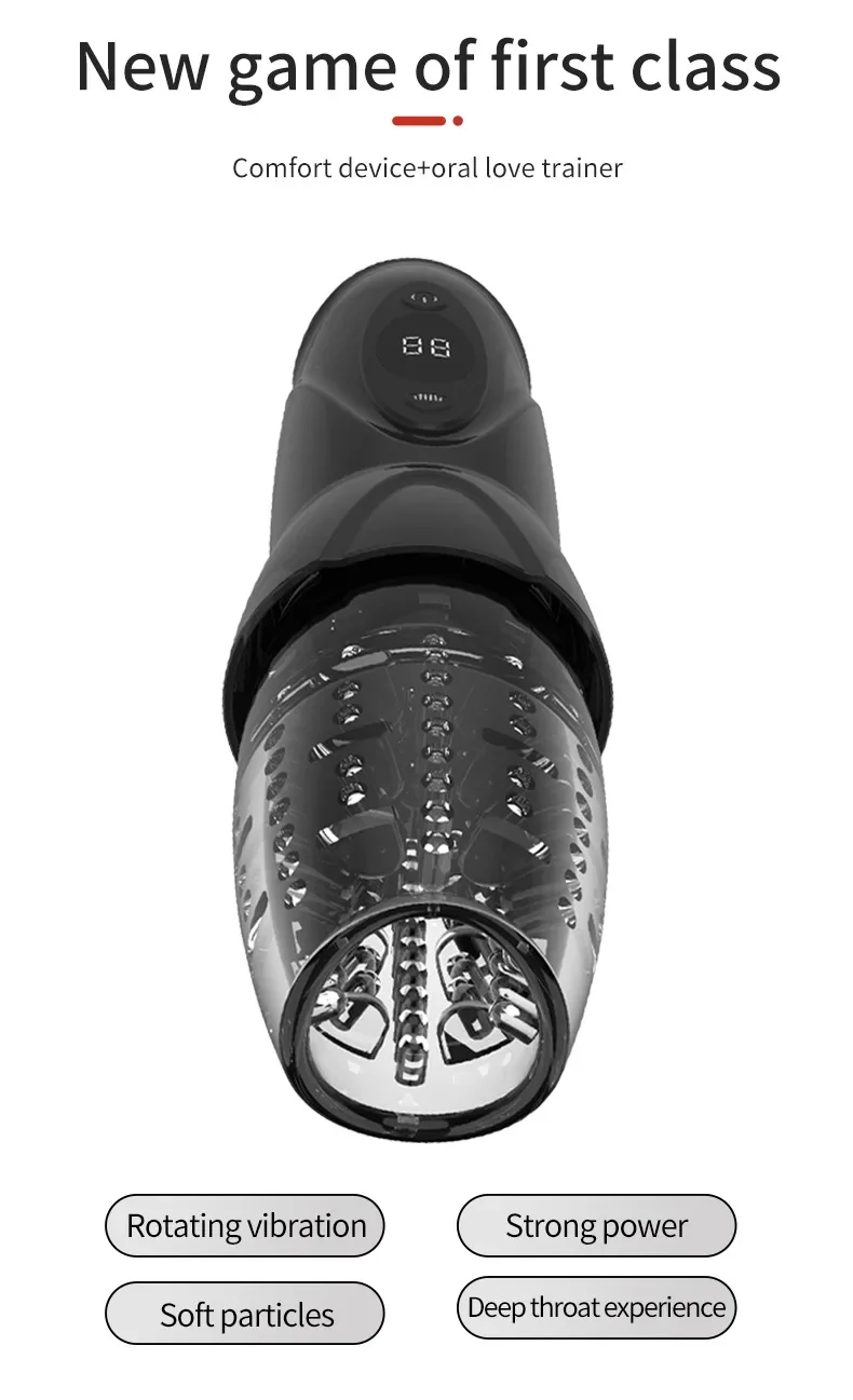 Men's Masturbation Cup with LCD Display Screen Fully Automatic Rotating Telescopic Suction Penis Exercise Device Adult Sex Toy