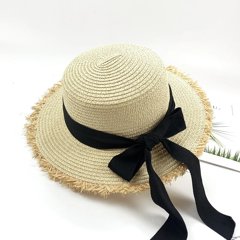 Summer Beach Sunshade Straw Hat Women's Beach Vacation Sunscreen Hat Big Brim Straw Knitted