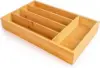 Bamboo Flatware Organizer 5-slot, 13.5" x 8.25", Natural, Fit in any size of drawer, great for spoons, forks, knives, scissors, 3