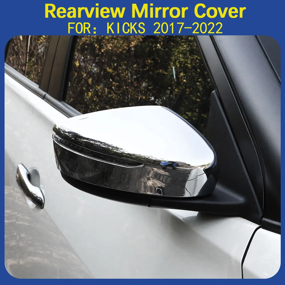 For Nissan Kicks       Chrome 2Pcs Car Rearview  Side Mirror Cover Protective Sticker Trim Accessories