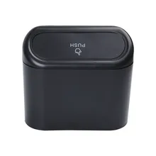 

Car Trash Bin Hanging Vehicle Garbage Dust Case Storage Box Black Abs Square Pressing Type Trash Can Auto Interior Accessories
