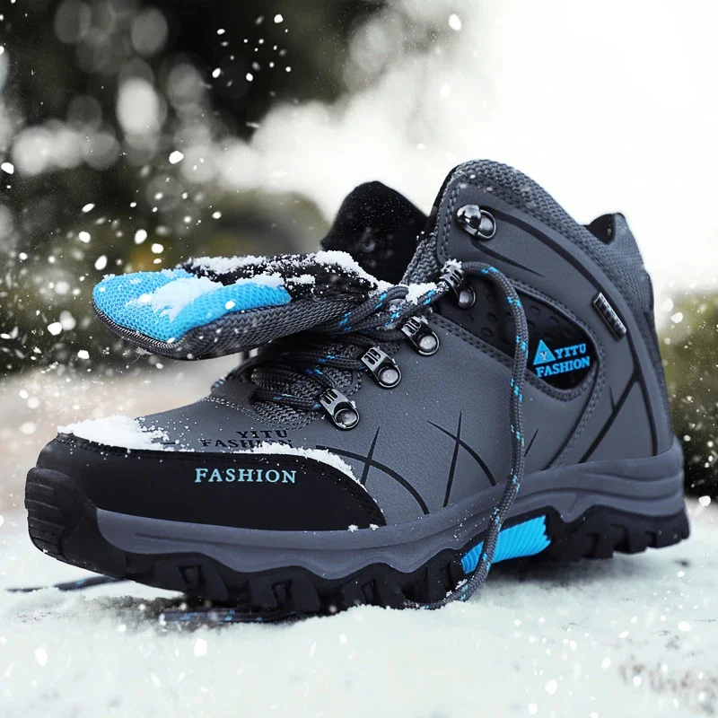 Brand Men's Boots Winter Men Casual Plush Warm Men's Snow Boots Waterproof Leather Luxury Sneakers Outdoor Winter