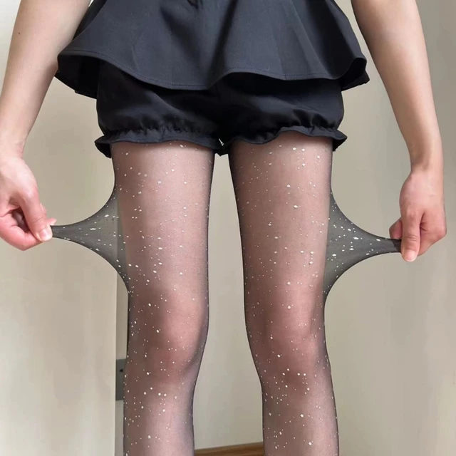 Summer Ultra-Thin Pantyhose For Women Girls Glitter Sparkly Star