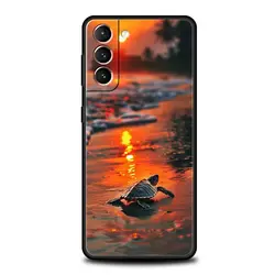 Summer Sunset Beach Scene with Palm Tree Phone Case - Samsung S20 Plus (A1)