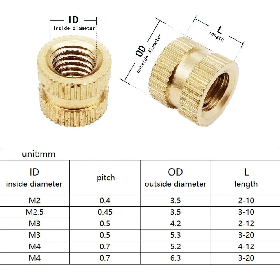 axk latao inserir porcas variedade kit femea 03