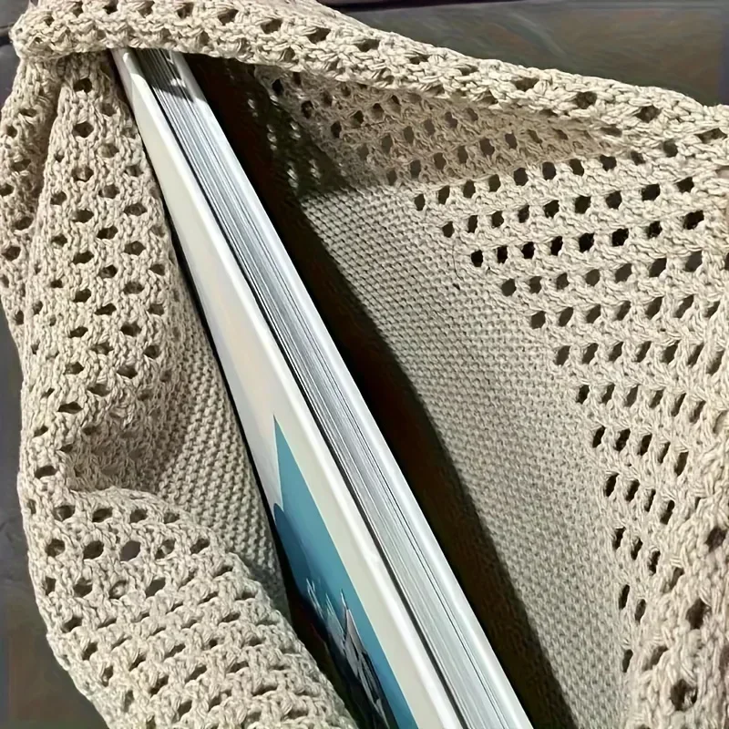 Simple Retro Hollow Crochet Bag Large Capacity Shopping Bag Women Woven Handbag Shoulder Bag Beach Vacation Travel for Daily Use