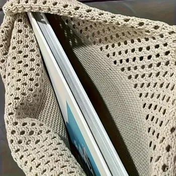 حقيبة كروشيه مجوفة بسيطة بتصميم عتيق، حقيبة تسوق ذات سعة كبيرة، حقيبة يد نسائية منسوجة، حقيبة كتف، عطلة الشاطئ، السفر للاستخدام اليومي 4