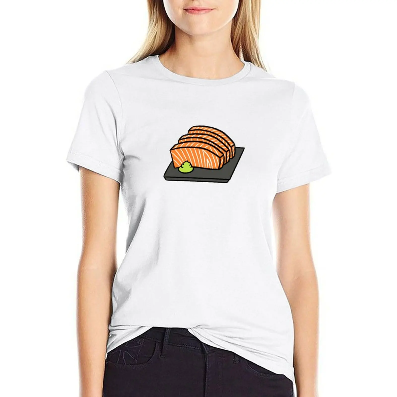 

Salmon Sashimi and Wasabi on a Plate T-shirt Aesthetic clothing shirts graphic tees t shirts for Women