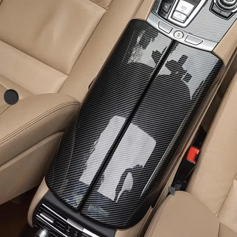 BMW 5 시리즈 GT F07 528 535i 탄소 섬유 자동차 스타일링 센터 콘솔 뚜껑 팔걸이 상자 트림 보호 커버 자동차 액세서리