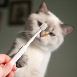 Soft Hair Cat Toothbrush for Gentle Mouth and Teeth Cleaning (WHITE)