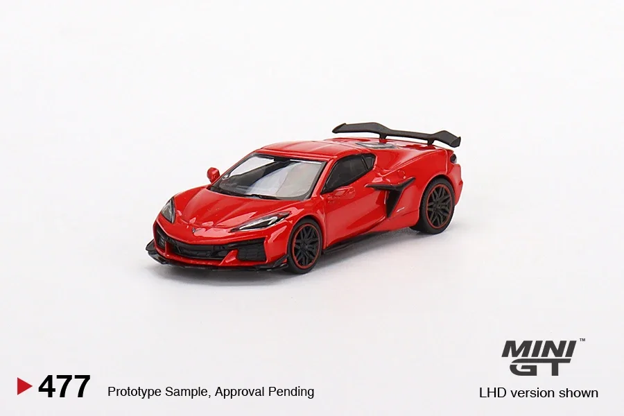 

MINI GT 1:64 Chevrolet Corvette Z06 2023 фонарь красная модель автомобиля, Игрушечная модель литая автомобиля