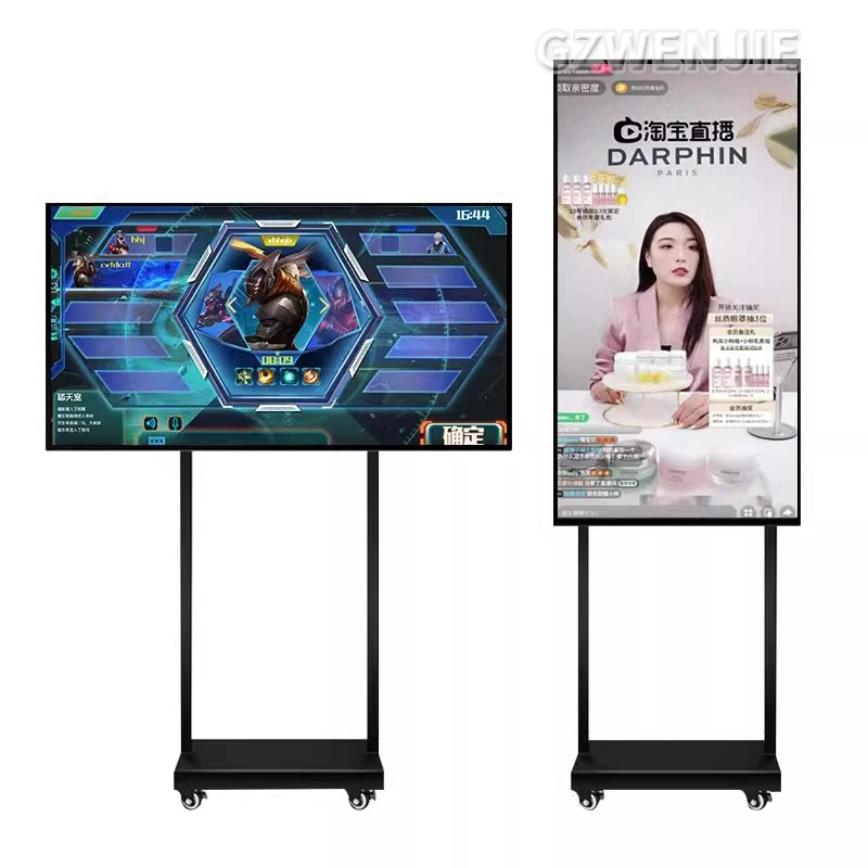 43 inch Smart Interact Screen Portable TV on Wheels Smart Wireless Portable Monitor With Moveable Stand HD Touch LCD TV