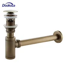DOOKOLE 욕실 P-트랩 폐기물 파이프 튜브, 높이 조절 가능, 팝업 배수 스토퍼 키트 어셈블리 포함, 1 1/4 인치 병