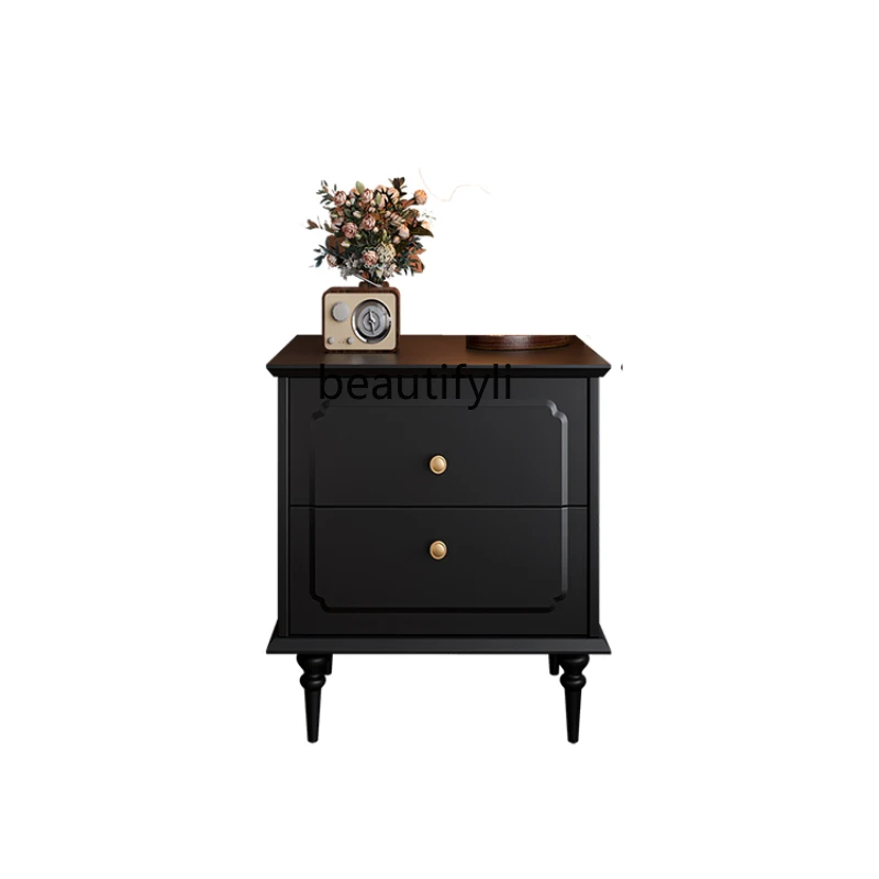 

American Retro Bedroom Bedside Table Small Mid-Ancient Style Bedside Cabinet 40cm High-Grade Storage Cabinet