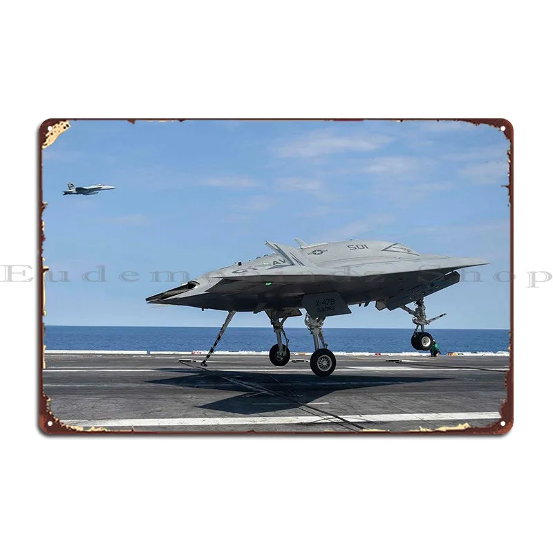 

X47B Landing Metal Sign Vintage Garage Designing Iron Garage Tin Sign Poster