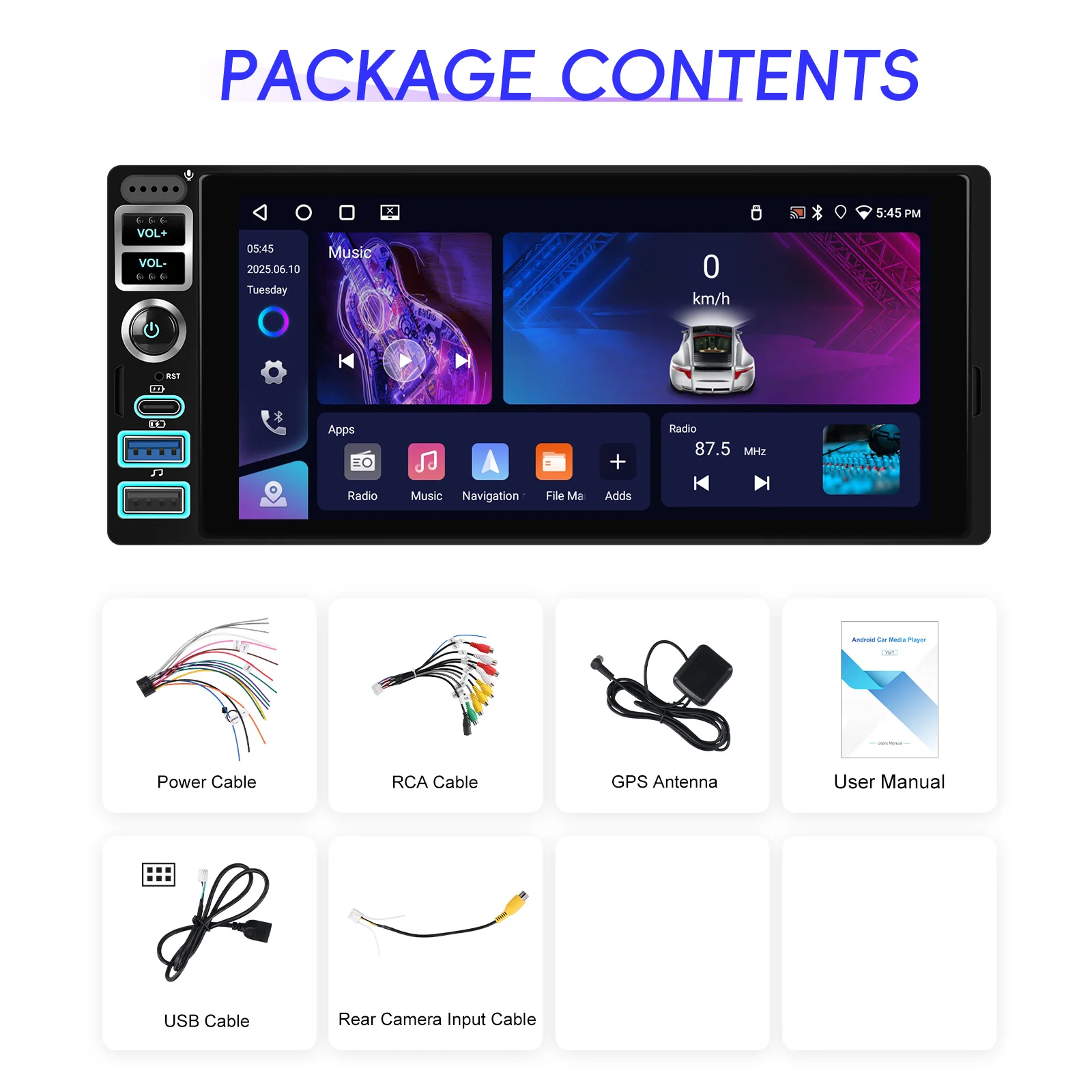 Podofo 4+64G 1 DIN Android Autoradio AI DSP Carplay Android Auto Mirror Link GPS-Navigation WLAN Intelligentes Autosystem FM/RDS – Detail 22