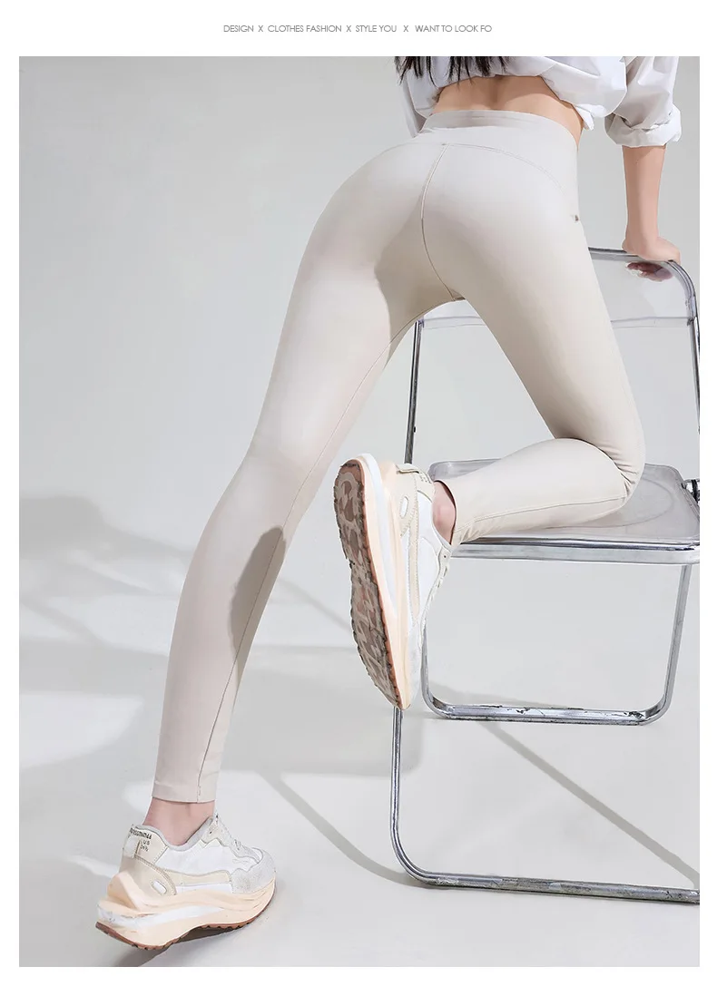Bivigaos Frauen Herbst neue Fleece matt pu Lederhose Leggings elastische schlanke dünne Leggings wind dicht Winter warm sexy Legging – Detail 37