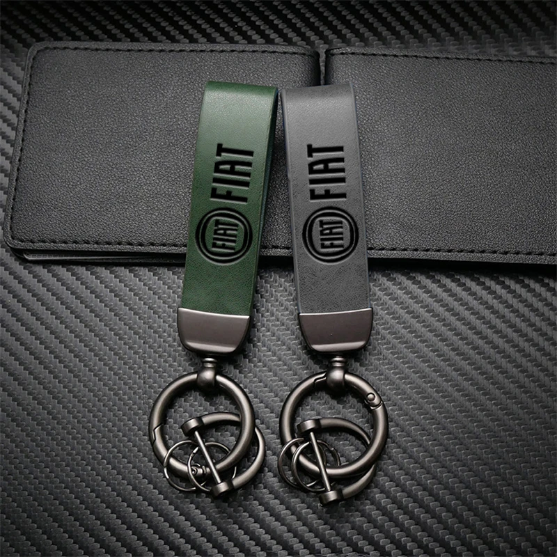 Car Keychain Hot Stamping Badge Zinc Alloy Accessories For FIAT 500 Ducato Panda Grande Punto Tipo Abarth Pulse Strada