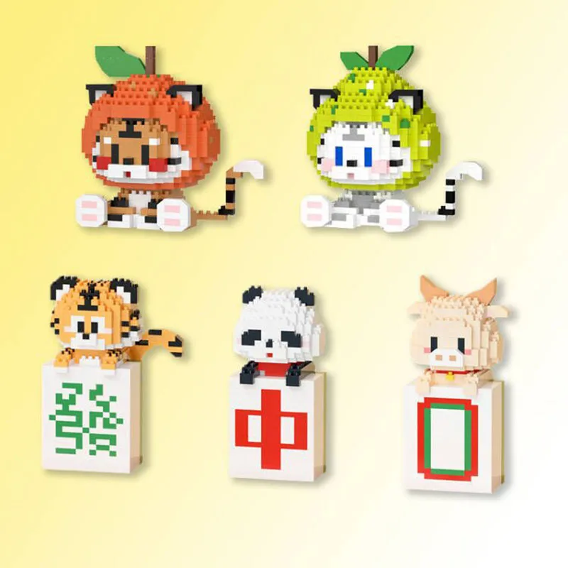 

Chinese New Year Building Blocks Year of The Tiger Three Treasures Ornament in Tiny Particle Toys Casual Puzzles Building Blocks
