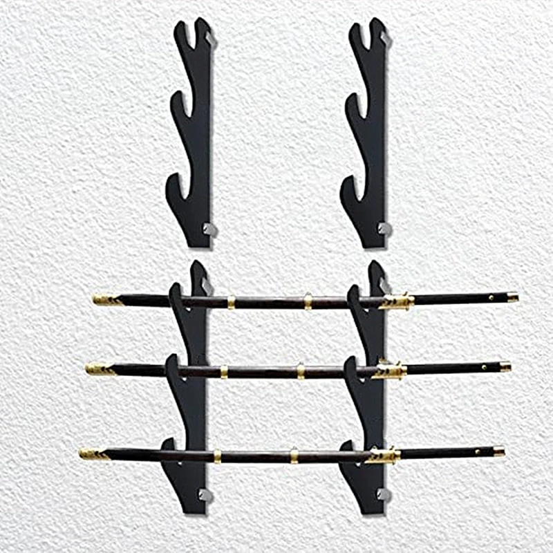 Wall Mount 3 Tier Sword Stand Density Fiberboard Without Hardware Decoration Support Accessories Base Rack for Samurai