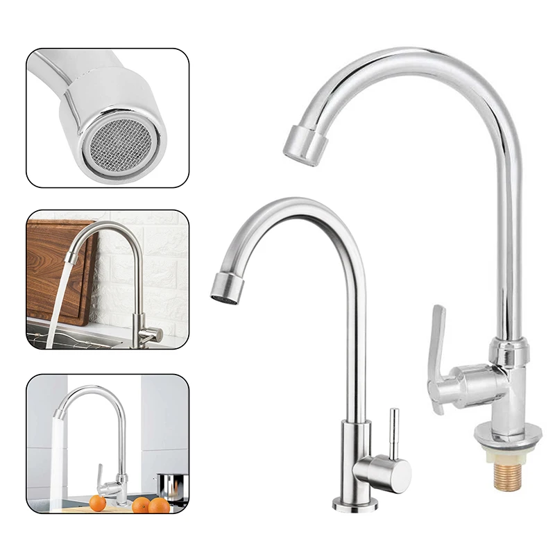 

Single Cold Water Faucet Vertical Wash Basin Faucet Stainless Steel Water Tap Kitchen Bathroom Household Accessories