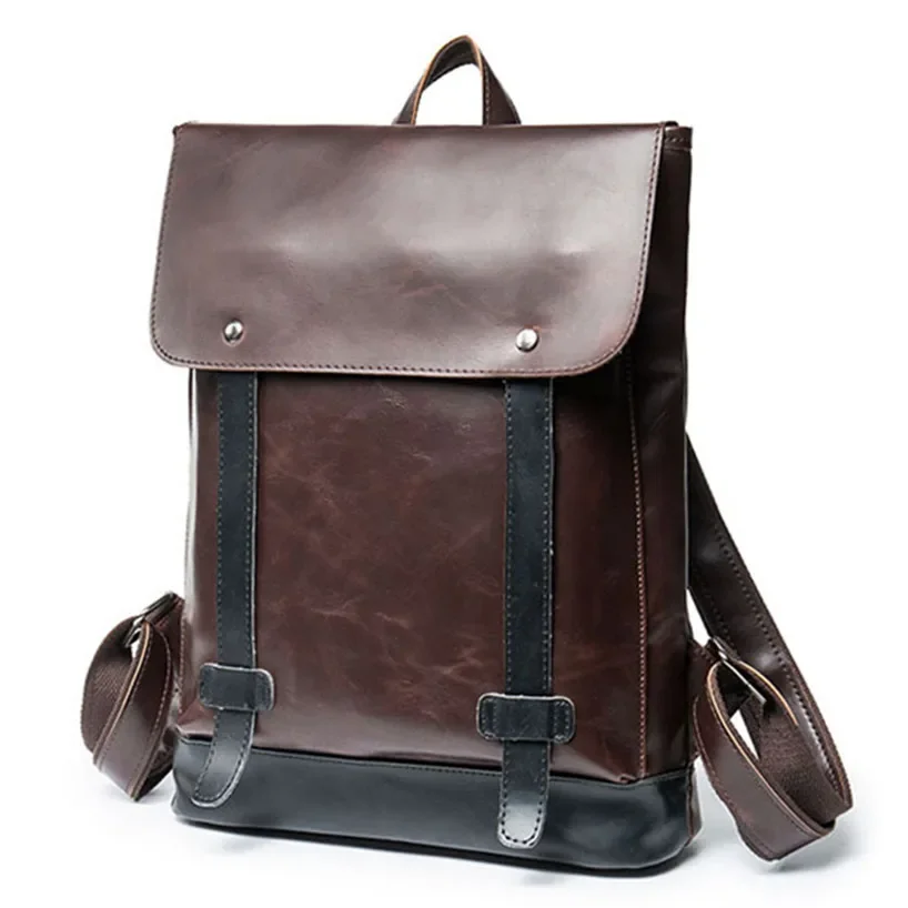 Vintage PU Leather Backpacks Bags For Men Pack Big Capacity Exquisite Crafts Rivet High Travel Child Hit Color School Bag Storag