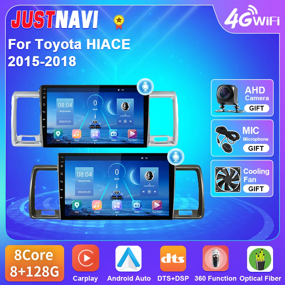 

JUSTNAVI Android 10 For Toyota HIACE 2015 - 2018 Car Radio Multimedia 4G WIFI BT DSP RDS GPS Navigation Carplay 2 Din No DVD