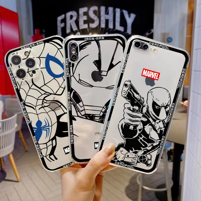 Cover Iphone 12 Iron Man Spiderman | Funda Iphone Xs Max Deadpool - Clear Phone  Case - Aliexpress