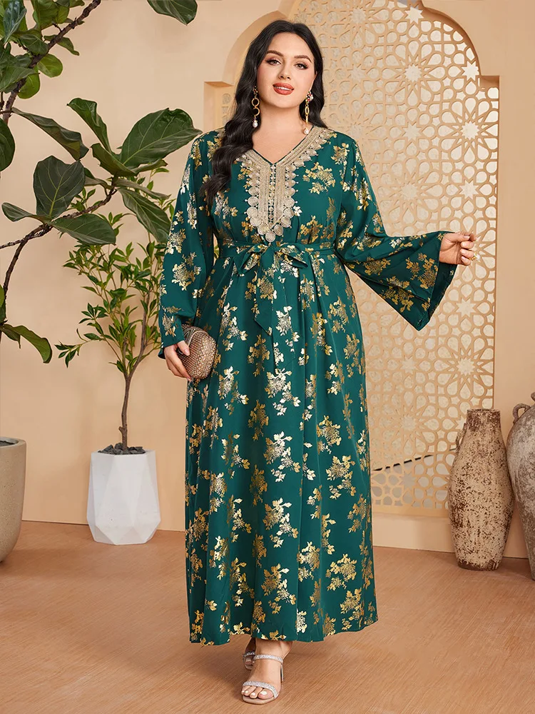 

Abaya for 2024 Fashion Women Muslim Print Flare Sleeve Casual Long Maxi Dress Turkey Dubai Kaftan Eid Prty Arabic Gown Jalabiya