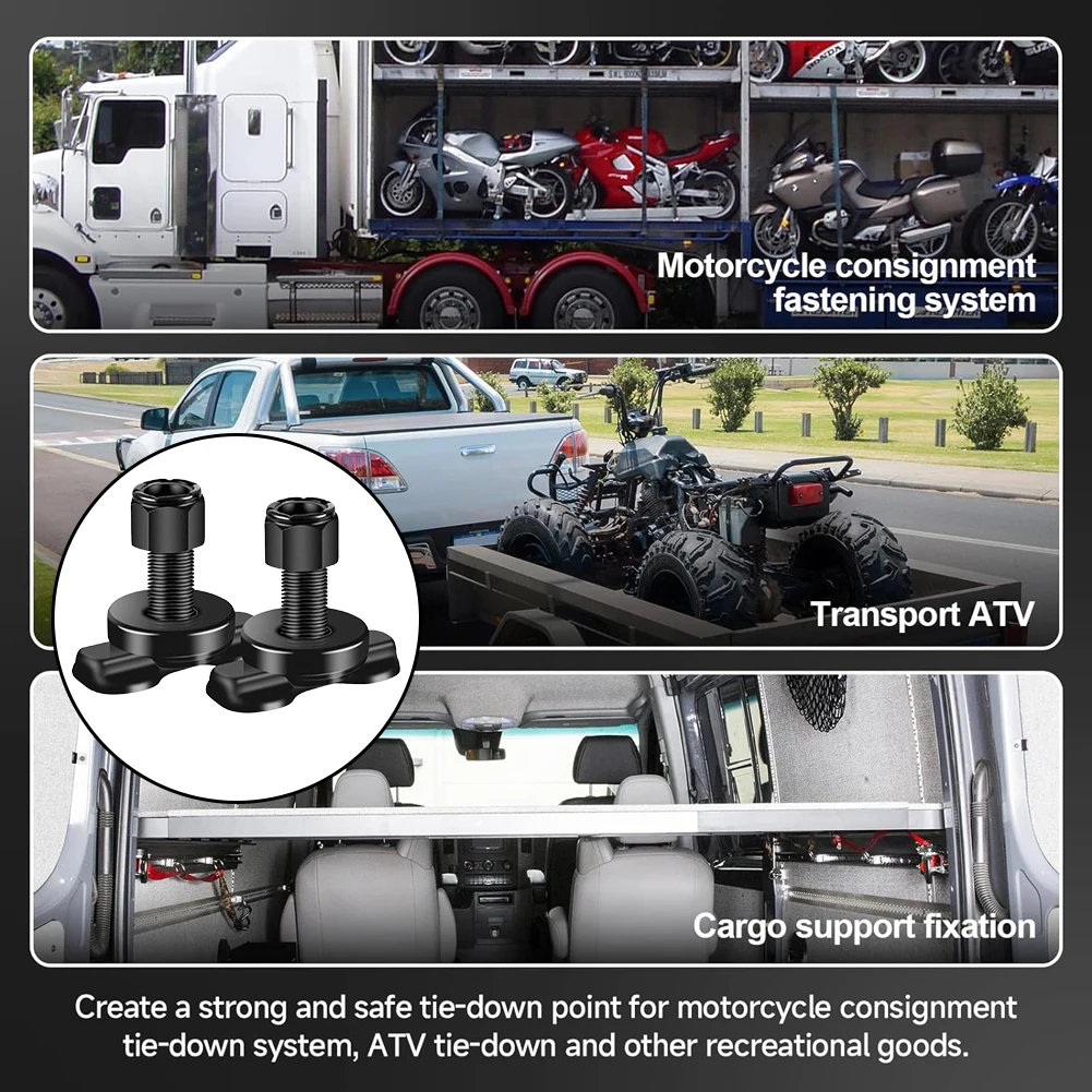 8Pcs L-Track Double Lug Bearing 6000 LBS Threaded Rail Stud Nut L Track Threaded Stud for Truck Bed Trailer Cargo Control Pickup