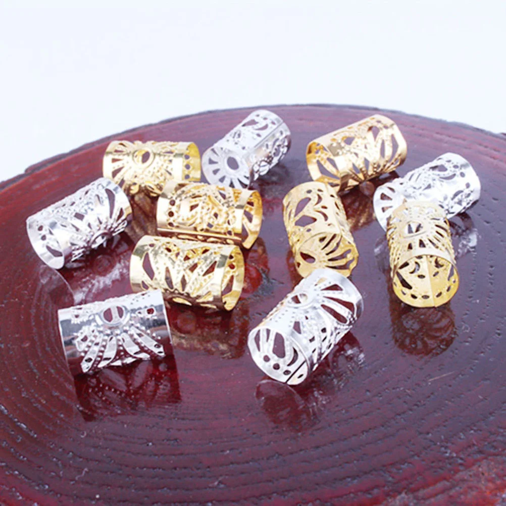 

100pcs Dreadlock Beads Delicate Hair Cuffs Multiple Hair Decoration Braiding Hair Braid Jewelry(Golden and Silver)