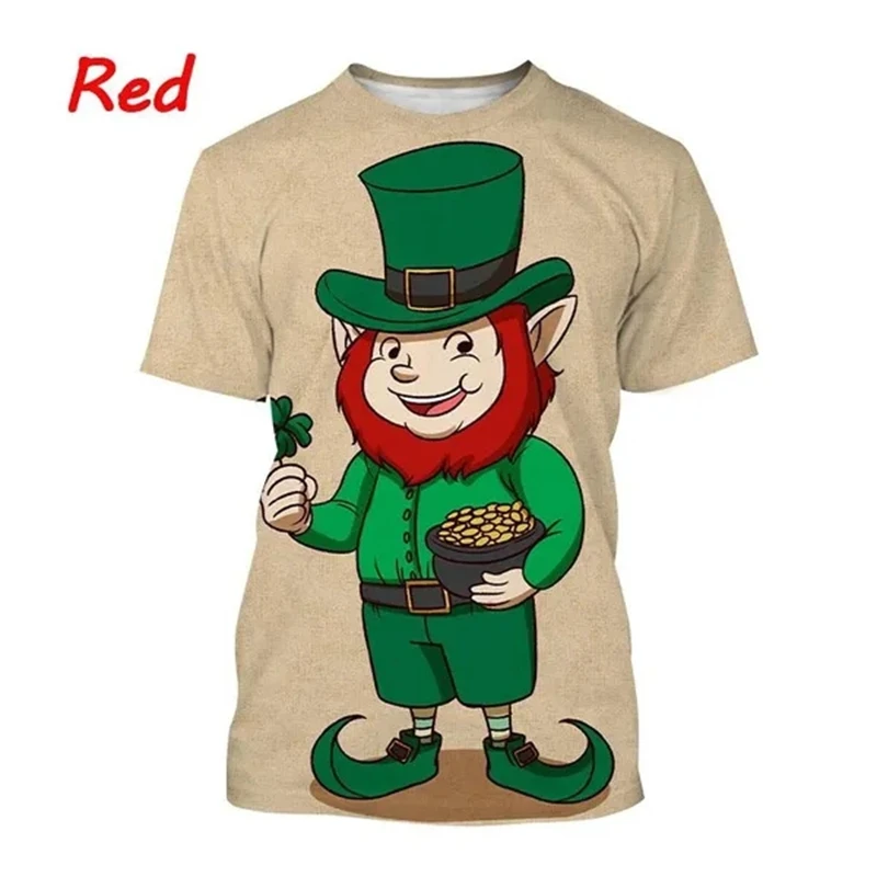 

Новинка, Мужская футболка Leprechaun с 3D рисунком, модная повседневная футболка в стиле Св. Патрика, уличная футболка в стиле Харадзюку