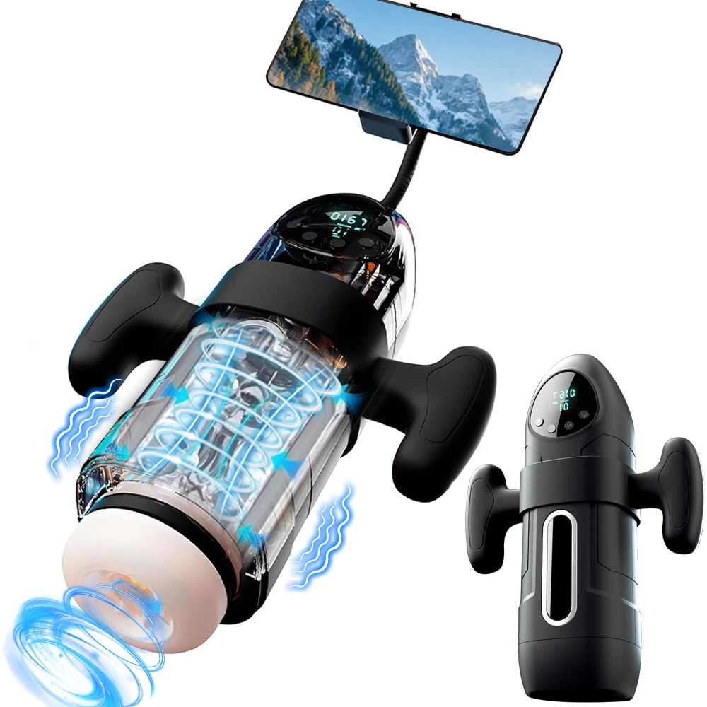 Automatische Stoß Saugen Masturbator Tasse Tasche Pussy Blowjob Sex Maschine Heizung LCD Display mit Griff Sex Spielzeug für Männer