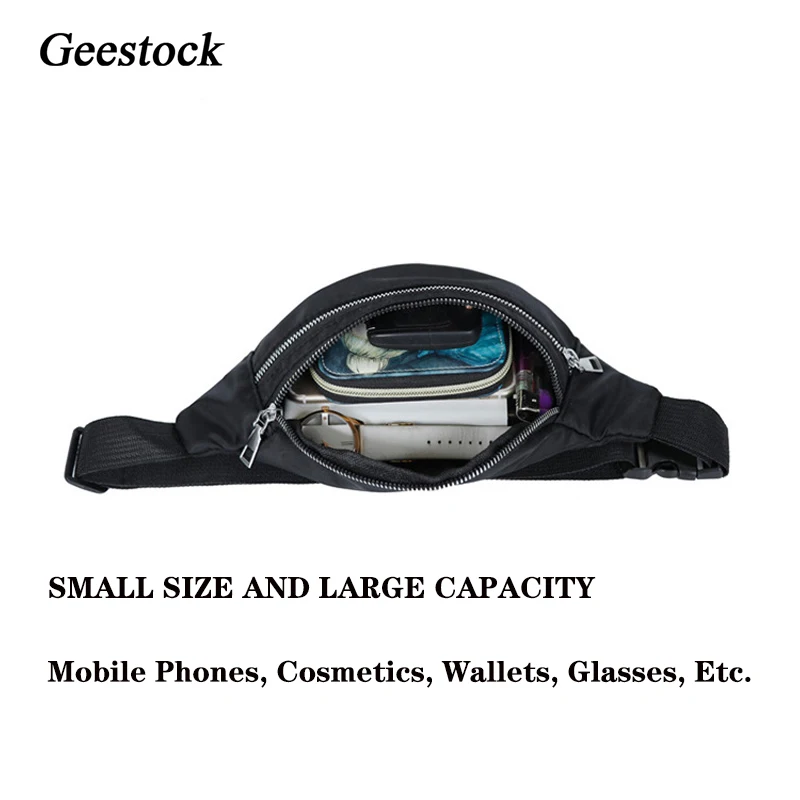 Waist Bag Geestock Nylon Fanny Packs For Women Casual Chest Bag Female Man Travel Belt Sport Waterproof Phone
