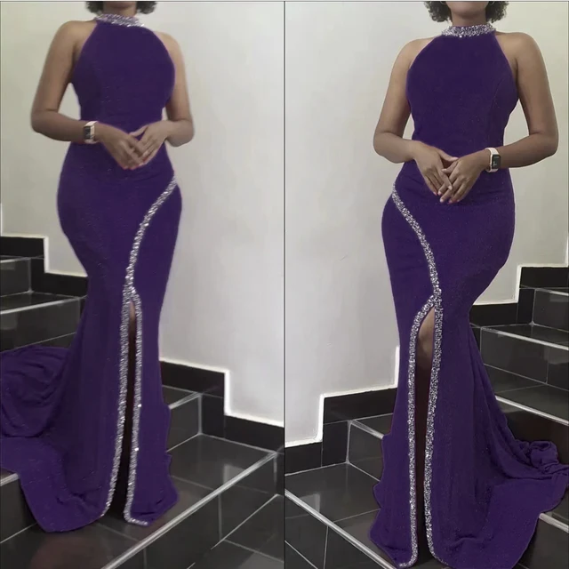 MD Vetement Femme 2022 Sleeveless Evening Dresses Ankara Dashiki Slim Kaftan Dress Vestido Africano Mujer Elegant Fashion Gowns purple