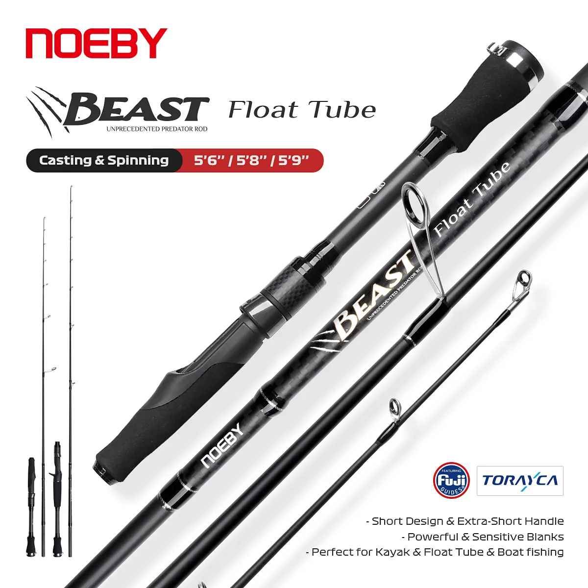 Noeby Beast Float Tube Pike Canna Da Pesca 1.68M 1.72M 1.75M Fuji Toray Boat Casting Spinning Pesce Gatto Predator Kayak Canne Da Pesca