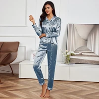 Pajamas Set Long Sleeve Sleepwear Women Button Down Nightwear Pj Sets Print Shirt with Trouser Loungewear Female Pyjamas Suits - Image 3