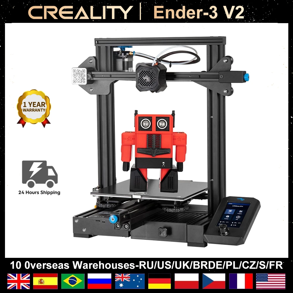 best resin 3d printer Ender-3 V2 3D Printer Creality With Silent Mainboard TMC2208 Stepper Drivers New UI&4.3 Inch Color Lcd Carborundum Glass Bed Kit cheap 3d printer