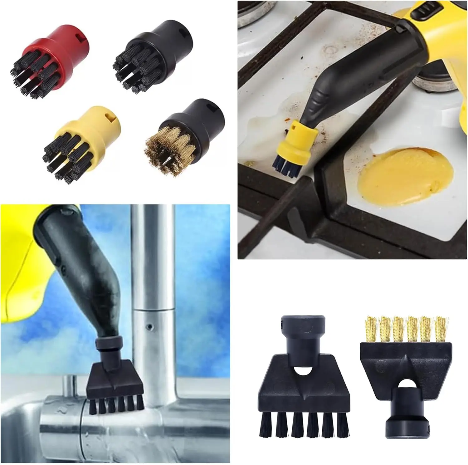 UngVeil 3 Pcs Steam Cleaner Nylon Round Brushes - 3 X Replacement Steam Cleaning Brush - Compatible With Karcher SC1 SC2 SC3 SC4 SC5 SC7 CTK10, UMV-249