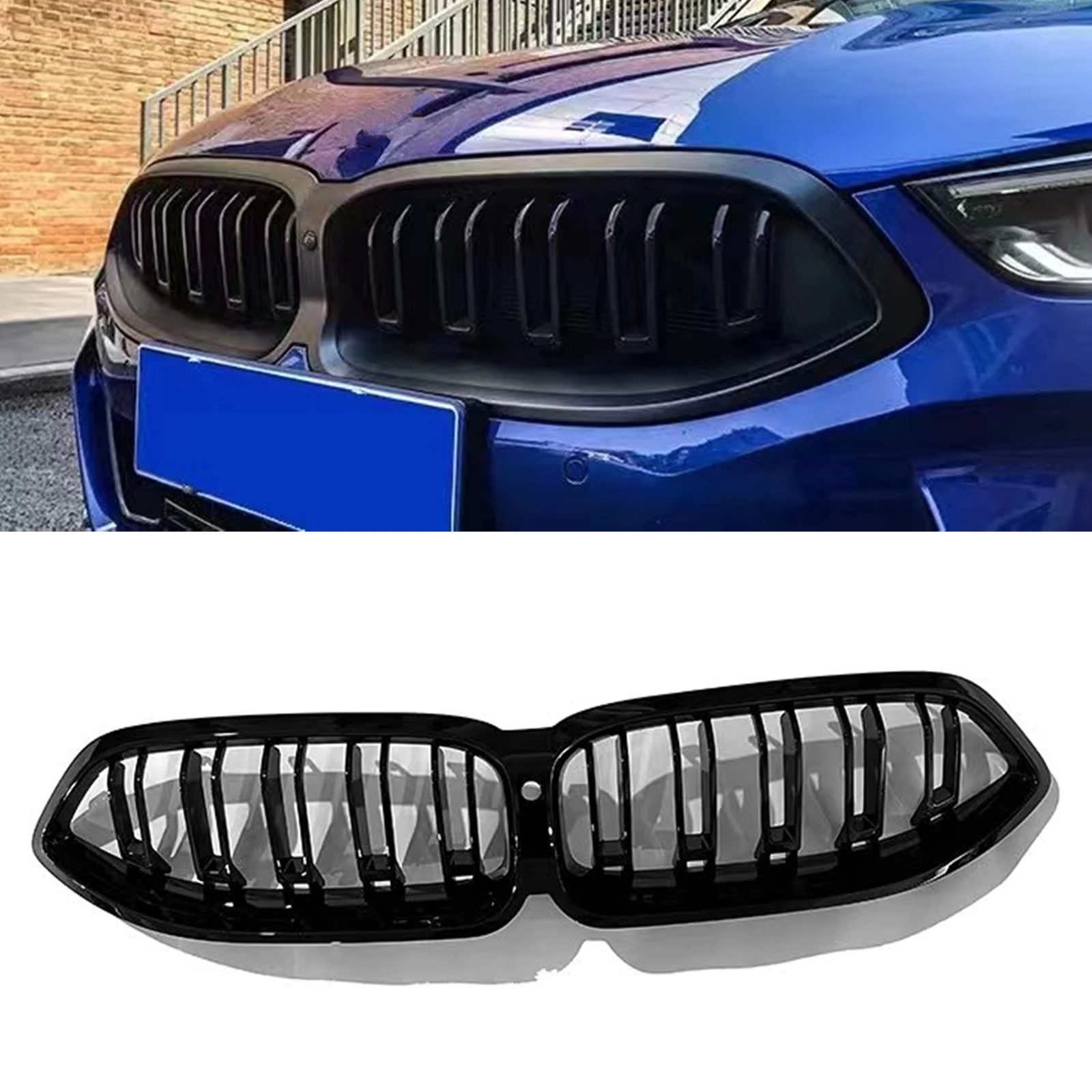 

Car Front Grille Kidney Grill Upper Bumper Hood Double Line Auto Accessories For BMW 8 Series G14 G15 G16 M Sport 2022-2023