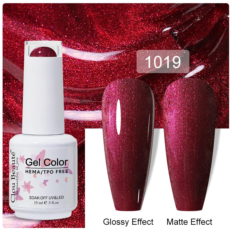 Clou Beaute 15ml Black Red Semi-Permanent Gel Nail Polish