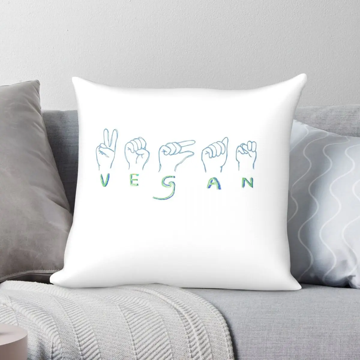 

Deaf Culture Vegan Square Pillowcase Polyester Linen Velvet Pattern Zip Decor Bed Cushion Cover 45x45