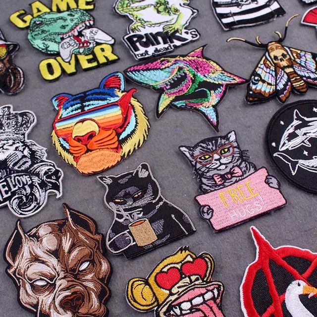 Hippie Patch Iron On Patches On Clothes Punk Rock Fabric Stickers Stripe  Badges Skull Applique Embroidered Patches For Clothing - AliExpress