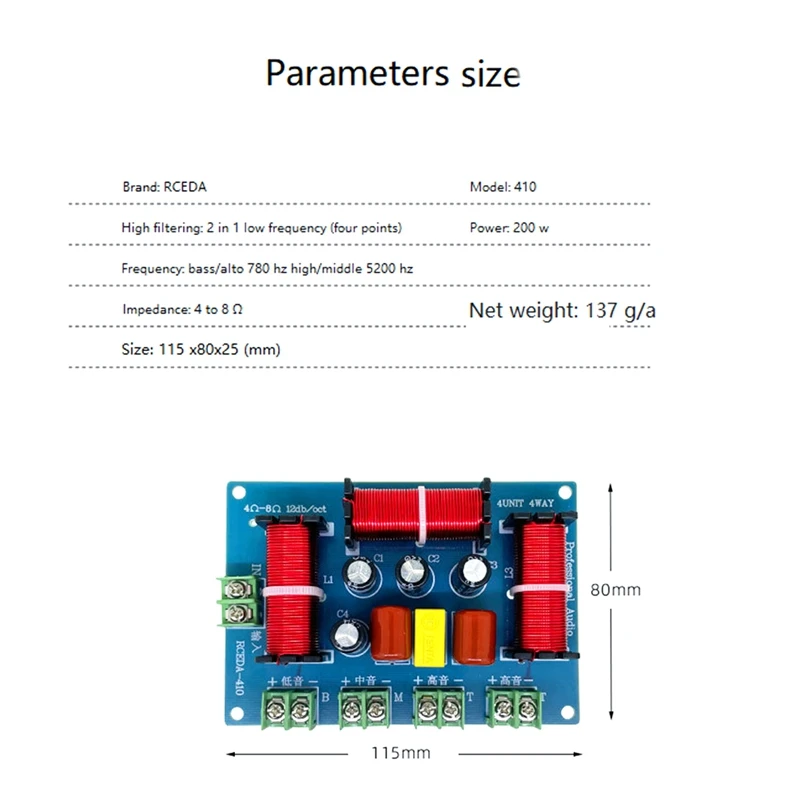 Speaker Crossover Midrange+Bass 4 Way Audio Frequency Divider Home Theater speaker crossover