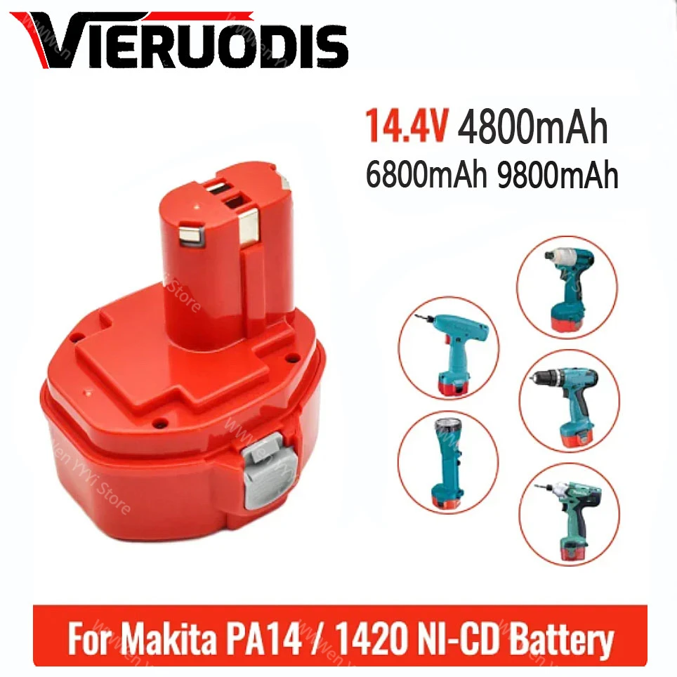 

14,4 V 9800mAh Ni-CD электроинструменты перезаряжаемый аккумулятор для беспроводная дрель Makita PA14 1433 JR140D 1420 6280D 6281D 6333D