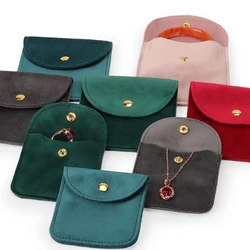 Velvet Oval Cloth Bag Jewelry Storage Earrings Rings Pendant Bracelet Necklace Packaging Portable Snap Button Pouch Organization