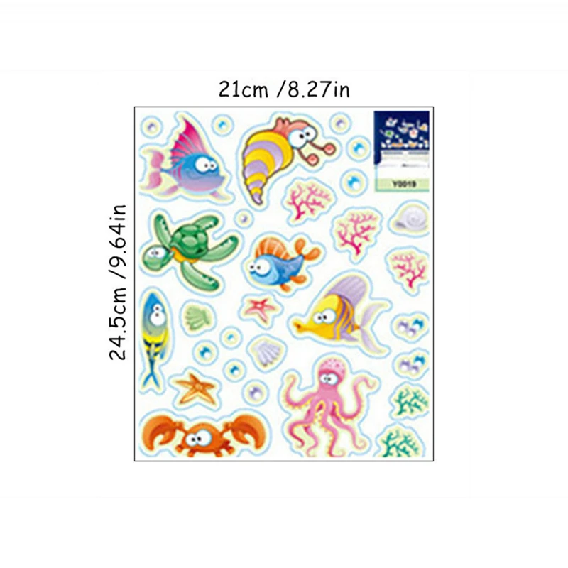 Seabed World Luminous Stickers Glow in the Dark Nemo Fish Dolphin Anime Wall Decals for Kids Room Bathroom Tile Home Decorations