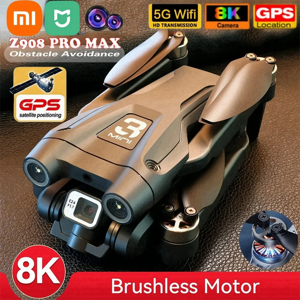 Drone Quadcopter Xiaomi Z908Pro Max Professional Dual Cameras HD 8K Brushless Motor GPS FPV Obstacle Avoidance Folding 1000M