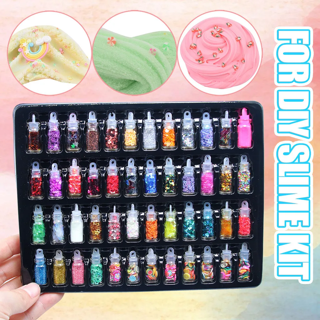 

48pcs Sequins/Glitter Filler Soft Slime Toys For Children Mud Diy Kit Kids Games Juguetes Para NiñOs пластилин для детей