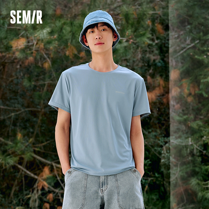 Semir Men Tshirt Moisture Wicking Sport Letter Print Crew Neck Antibacterial Knit 2026 Summer Soft Comfy Sport Top 
